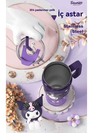 Aurora Büyük Mac Buz Bardağı Termal Bardak Saplı Büyük Kapasiteli Bardak Mor