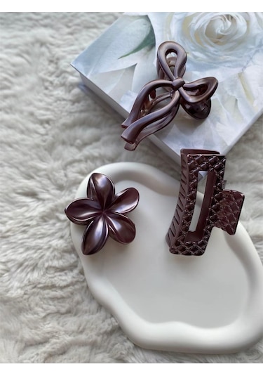 3'lü Set Fiyonk,lotus,dikdörtgen Toka 4 Çok Renkli
