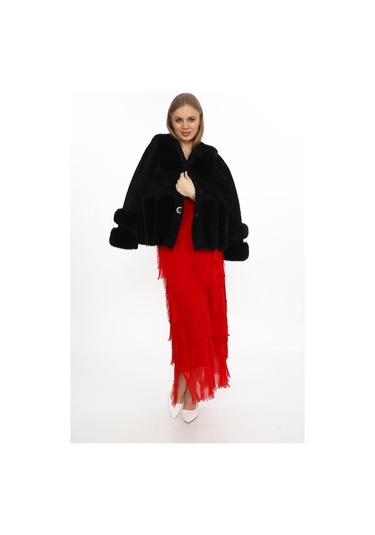 Italyan 2 Beden İnce Gösteren Kat Kat Kolsuz Ipek Elbise-8769 Tam Kırmızı