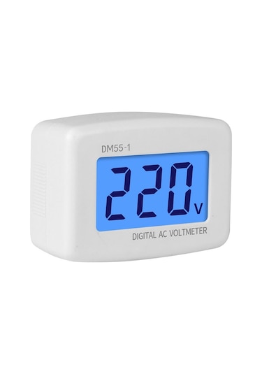Butu Dm55-1 Ac 110v-220v Lcd Dijital Voltmetre Gerilim Test Cihazı Dedektörü Metre Ab Tak
