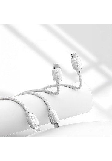 Lenyes Lc536 Type-c To Type-c Pd Örgü Tasarımlı Hızlı Şarj Özellikli Şarj Kablosu 60w 1m Beyaz Beyaz