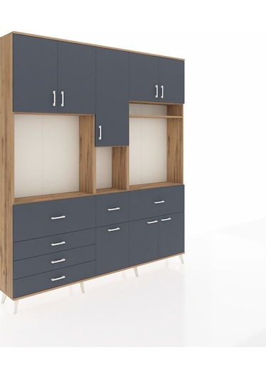 Arges Dolap 10 Raflı 6 Çekmeceli 8 Kapaklı 220x30x243 Çam-antrasit/antrasit Antrasıt/antrasıt Arges Dolap 10 Raflı 6 Çekmeceli 8 Kapaklı 220x30x243 Çam-antrasit/antrasit Antrasıt/antrasıt