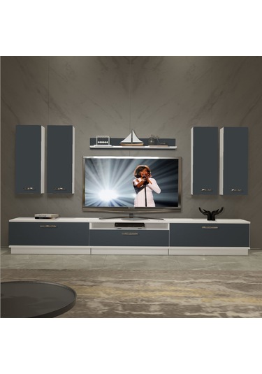 Decoraktiv Trendstyle 8d Mdf Tv Ünitesi Tv Sehpası Beyaz - Antrasit