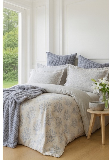 Everyday Yatak Örtülü Nevresim Takımı Çift Kişilik Rowena Mavi