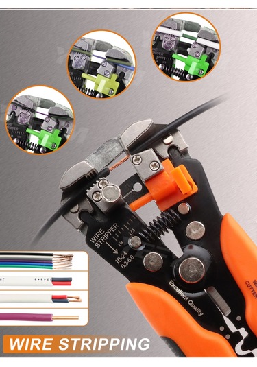 Yaleker Elektrikçi Çok İşlevli Otomatik Tel Soğutucu - Kesim/büküm/uçaklama Aracı 0.25-6mm² - Yeşil Seçenek