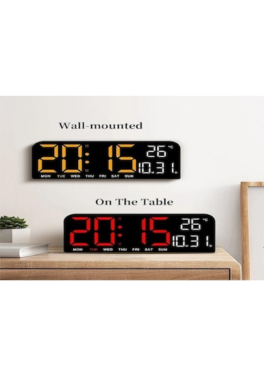 Teltree Büyük Ekranlı Led Masa Saati - Modern Tasarım, Duvar/masa Üstü Kullanıma Uygun, Mavi Işık Pil Dahil Değil Mavi