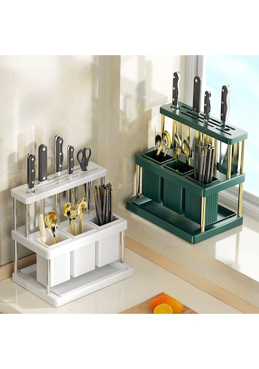 Moveevo Mutfak Taşınabilir Çubuk Ve Kaşık Depolama Rafı, Dayanıklı Malzeme, Kolay Montajlı, Yeşil-gümüş Renk, Çok Fonksiyonlu Organizatör Diğer