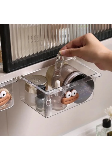 Kosona Banyo Dolabı Makyaj Organizer - Transparent Küçük Boy, Deliksiz Kurulum, Makyaj Ve Tamponluk Saklama Kutusu Diğer