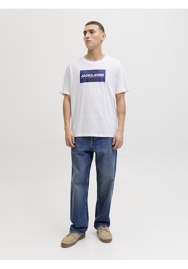 Jack & Jones Erkek Gögüs Logo Baskili Tisört - Cole - 12288492 Beyaz