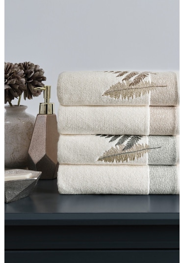 Özdilek Cotton Bliss Renkli 4lü Kutulu Havlu Bej