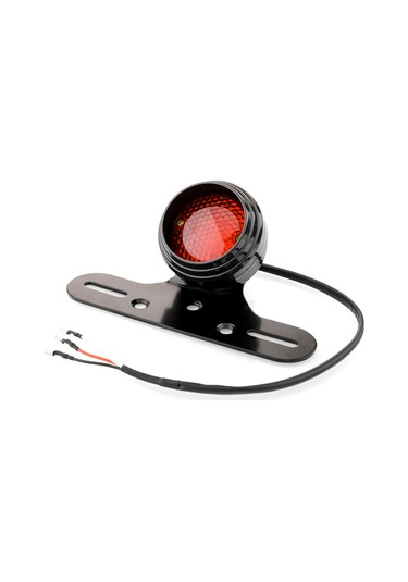 Youtek Klasik Motor Tuning İçin Evrensel Retro Led Fren Arka Lambası - Plaka Tutuculu Siyah Kasa/kırmızı Lens