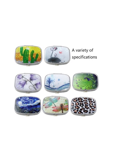 Sones 2 Adet Y10336 İki Bölmeli Metal Taşınabilir Hap Kutusu Beyaz Leopar