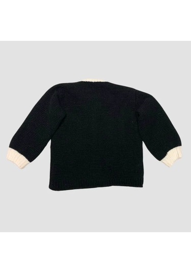 Uretti - Tuğba 9352 - El Örgüsü Erkek Çocuk Papyonlu Smokin Hırka - 7 Yaş Siyah