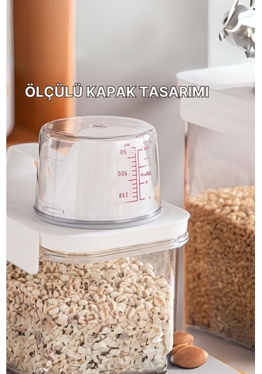 Novahub 3 Lü Sızdırmaz Depolama Kaba, 1100 Ml, Erzak Bakliyat Saklama Kapı Şeffaf