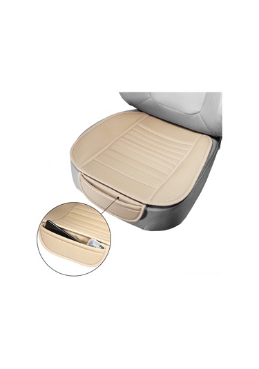Vkemall Tırol T26126bg Bej Ön Koltuk Yastığı - Pu Deri + Sponge, Nemli Tabaka İle Kaymazsız, Konfor Ve Koltuk Koruması Sağlar