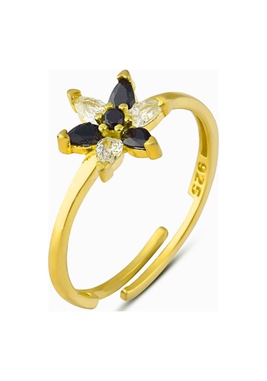 Zanaatsilver 925 Ayar Gümüş Altın Kaplama Nilüfer Çiçeği Yüzük