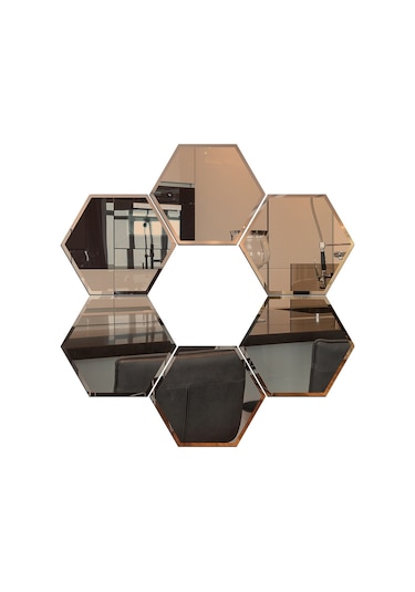 Ayna | Bronz Ayna | 6'Lı Takım Altıgen Tavan Aynası Bronz