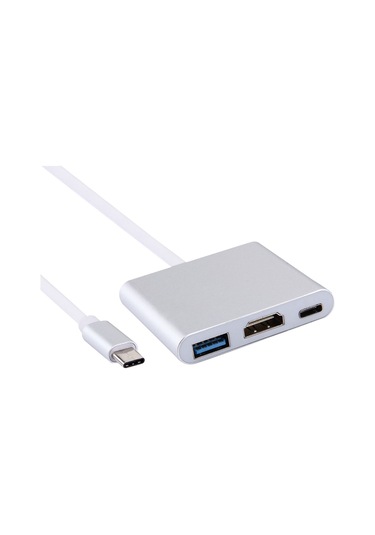 Usb-c / Type-c 3.1 Erkek - Usb-c / Type-c 3.1 Dişi & Hdmı Dişi & Usb 3.0 Dişi Adaptör Gümüş