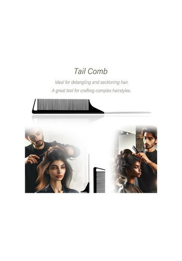 Kadınlar İçin 3 Parçalı Saç Şekillendirici Tarak Seti: Şekillendirici Fırça, Fare Kuyruğu Tarak, Kenar Fırçası - Tüm Saç Tipleri İçin Siyah Plastik Tarak Seti
