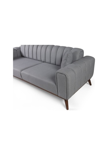 Velar Yataklı Kanepe Keten Gri Kazayağı Gri