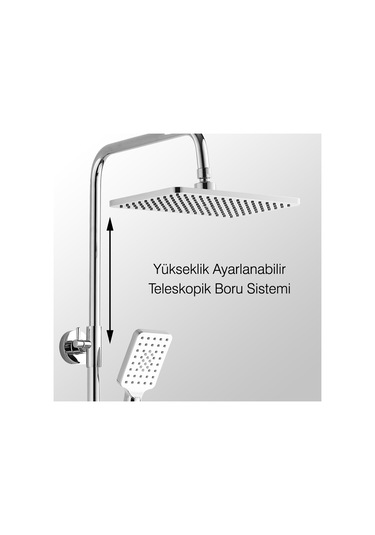 Fause Teleskopik Kolonlu Tepe Duş Seti 3 Fonksiyon Kds122-2 Krom