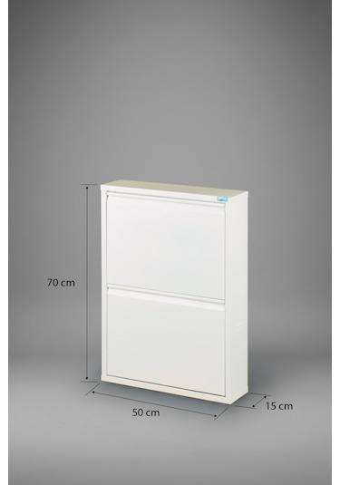 Lıccıa Metal Ayakkabılık 2 Li Model Beyaz