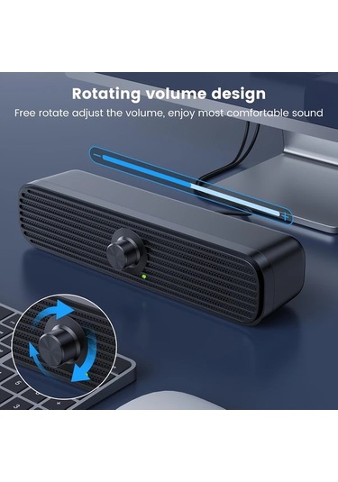 Willowhaven Siyah Mini Hoparlör: Usb Güçlü, 3.5mm Jak, Kompakt Tasarım, Ev Ve Ofis Kullanımı