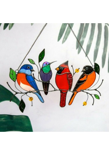Hombey 7 Adet Renkli Kuş Akrilik Takı: Pencere Duvar Dekorasyonu, Doğal Işıkta Parlayan Ev Dekoru