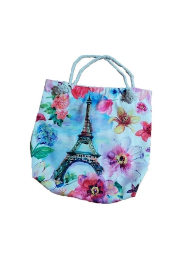 Baskılı Bez Plaj Çantası Çok Renkli