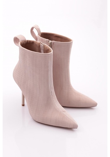 Dgn 8017 Kadin Arkasi Lastikli Topuklu Bot 8017-2446-R6361 Ten Rengi