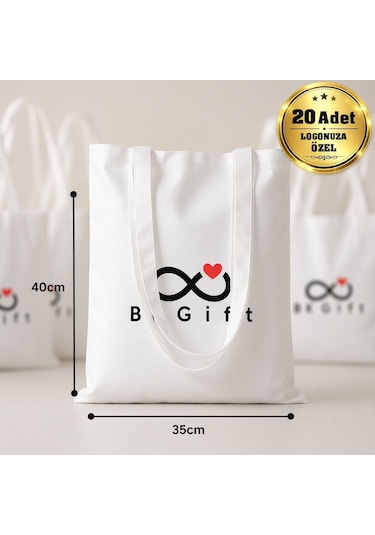 Logonuza Özel 20 Adet Micro Polyester Çanta 35x40 Cm Beyaz Promosyon Logolu Çanta