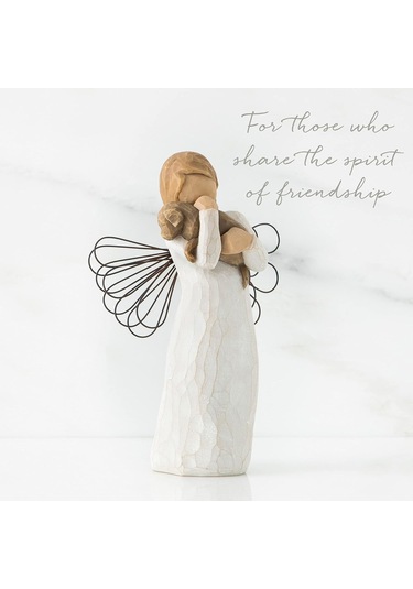 Söğüt Reçine Taklit Ahşap Oyma Dostluk Melek Heykeli Reçine El Sanatları Ev Dekorasyonu Çift Süsü Ayakta Duran Ve Bir Kedi Tutan