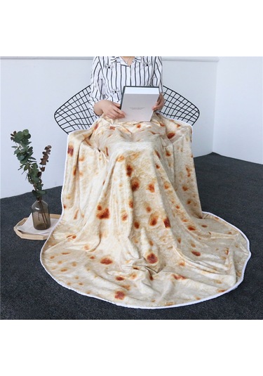 Skycity Meksika Tortilla Desenli Yorgan - Koltuk Yatağı Kullanıma Uygun, 100cm Çaplı Yumuşak Battaniye Diğer