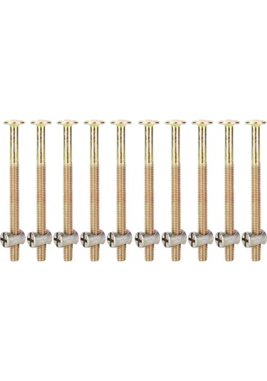 Vkemall M6 Galvanizli Karbon Çelik Mobilya Cıvata Ve Somun Seti - 80mm, Ahşap/panel Birleştirme, 10 Adet/paket Diğer