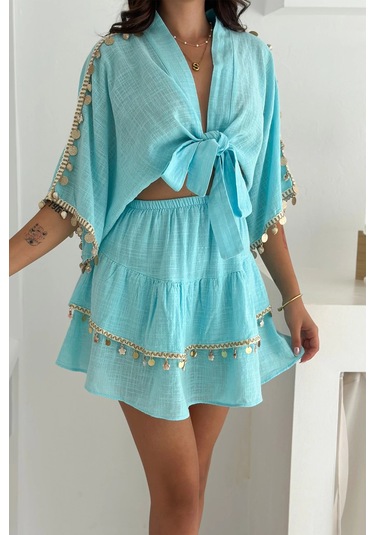 Deniz Kabuğu Aksesuarlı Takım Mavi Mavi