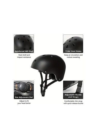 Chuangyinshop Siyah, Orta 20-22 İnç - Şık Ve Havalı Kask, Ayarlanabilir Erkek Ve Kadın Kaskı, Spor Kaskı, Hediye Seçeneği Siyah