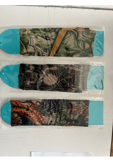 Enhavalı 3 Çift 6 Adet Giyilebilir Dövme SLEEVES Tattoo Çorabı
