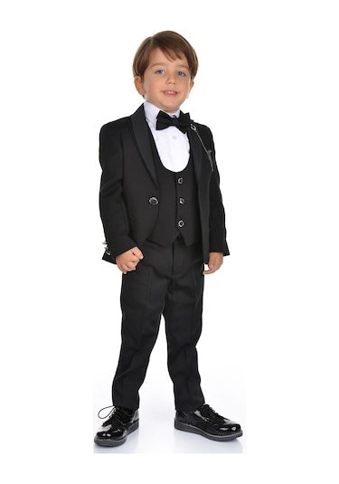 Ceketli Yelekli Erkek Çocuk Damatlık Takım Elbise