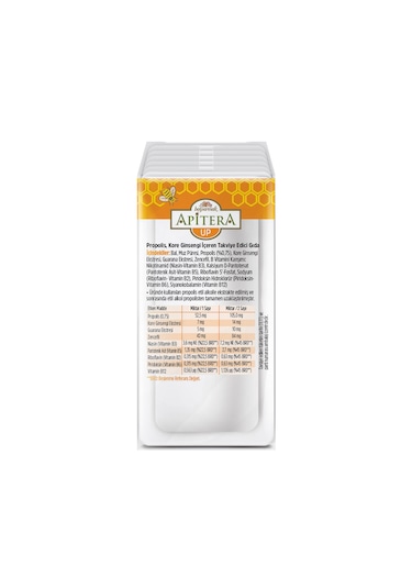 Apitera UP Doğal Bal, B Vitaminleri, Kırmızı Ginseng, Guarana ve Propolis İçeren Takviye Edici 7’li Saşe