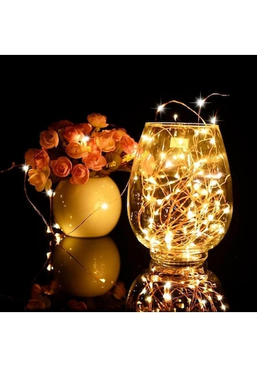 Sarı 2 Adet Peri Işık Yeni Yıl Led Noel Işık Su Geçirmez Bakır Tel Dize Işık Düğün Çelenk Parti İçin 1m 2m 3m 5m Perde Işık 1m Sarı