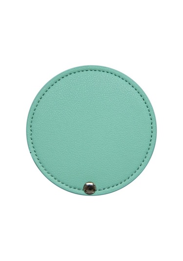 Ultra İnce Makyaj Aynası Pu Deri Cep Aynası Taşınabilir Kozmetik Aynası Göl Mavisi