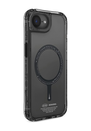 İphone 16e Uyumlu Kılıf M-safe Şarj Özellikli Şeffaf Airbag Tasarımlı Skinarma Saido Kapak Siyah