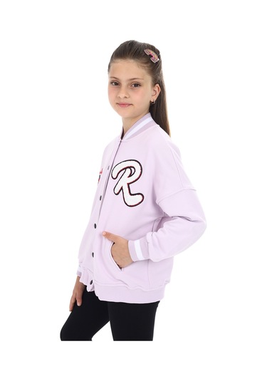 Toontoy Kız Çocuk Baskılı Kolej Hırka Açık Lila
