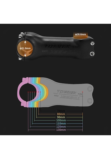 Toseek K04 Tam Karbon Fiber Lehimleme Yol Dağ Bisikleti Gidona Yükseltici Musluk, Boyut: 17 Derece, 100mm Siyah Gri Gümüş Siyah - Gri