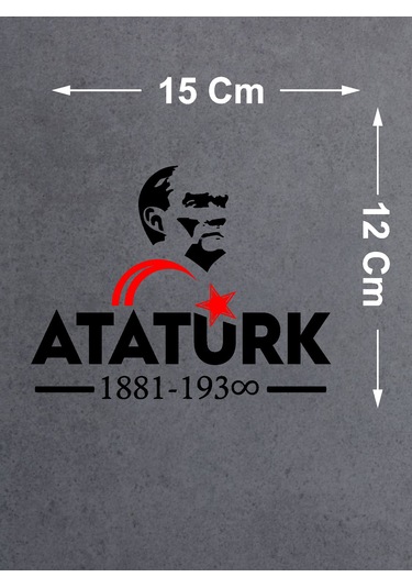 Atatürk Ve Ay Yıldız Sticker - Atatürk Yazısı Araba Oto Motosiklet Karavan Sticker - 00621 15x12 Cm