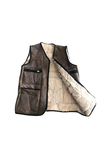 Patchwork Kürk-Süet Gerçek Deri Erkek Yelek