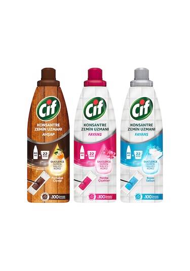 Cif Portakal Çiçeği + Beyaz Sabun + Pembe Çiçekler Zemin Uzmanı 3 x 895 ML