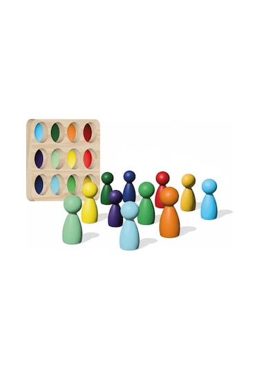 Montessori Peg Bebek Renk Eşleştirme Oyunu - Doğal Ahşap Eğitici Oyuncak