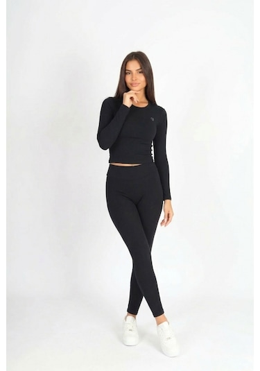 Soft&Basic Kadın Fit Esnek Siyah Premium Kumaş Tayt Siyah