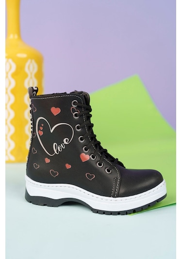GİMER - Termo Taban Kalpli Model Siyah Çocuk Bot - TİNY0401G Siyah